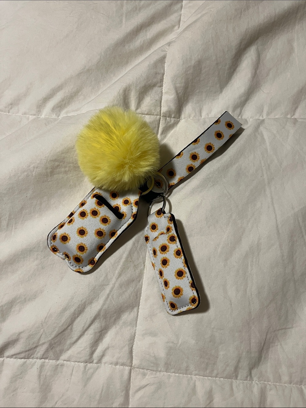 Sunflower hand sanitizer/chapstick holder